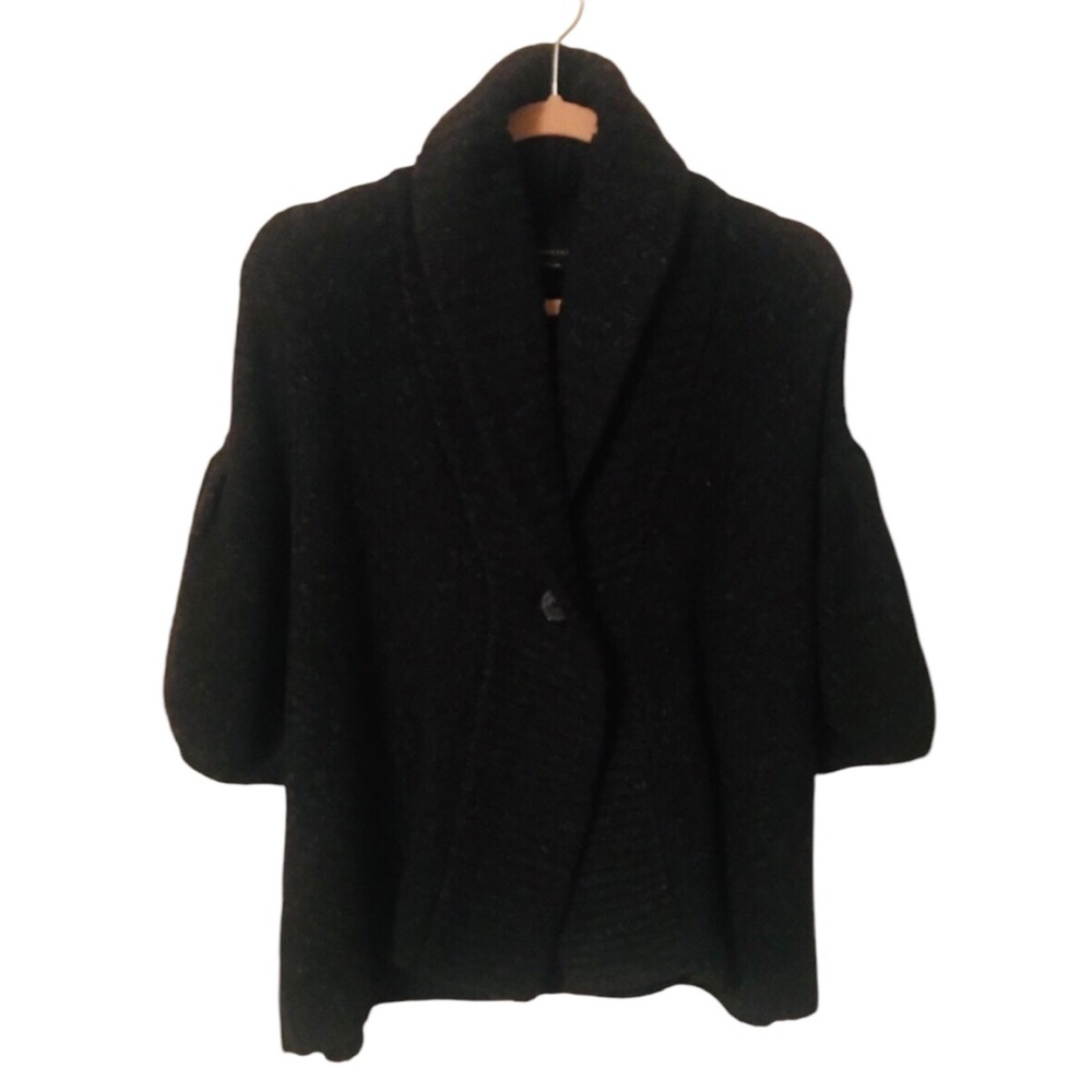 BCBG Max Azria gray bubble sleeve single button cardigan